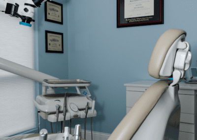 The dentist chair at East Coast Endodontics sits ready for new patients.